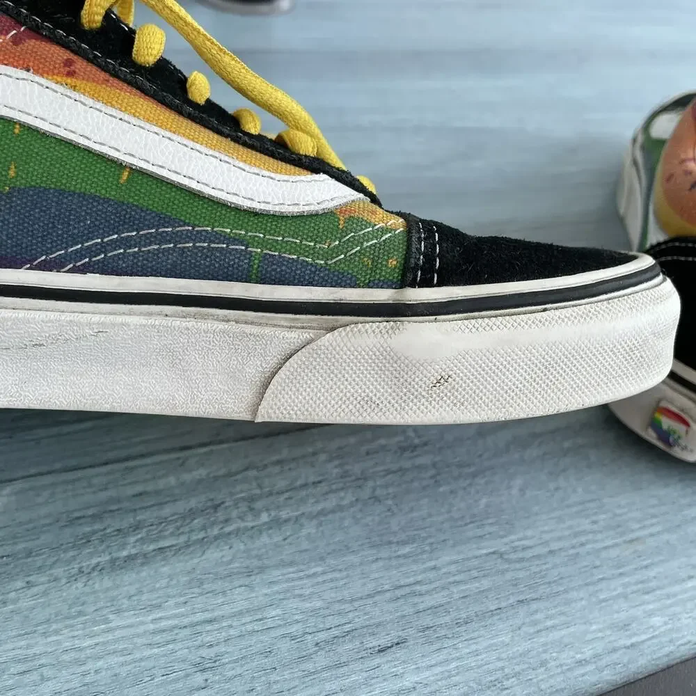 Vans RAINBOW DRIP Sneakers M 5.5 W 7 Black Suede Old Skool OFF THE WALL Skater - Picture 6 of 11